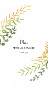Menu de mariage enchanté vert Menu de mariage enchanté vert