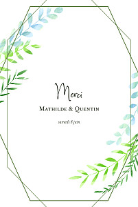 Carte de remerciement mariage blanc enchanté (portrait) bleu Carte de remerciement mariage blanc enchanté (portrait) bleu