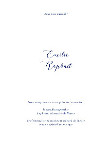 Faire-part de mariage doré ronde des prés portrait (dorure) bleu Faire-part de mariage doré ronde des prés portrait (dorure) bleu