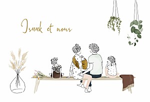 Faire-part de naissance nature green family blanc Faire-part de naissance nature green family blanc