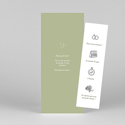 Save the date moderne votre mariage en pictos (photomaton) vert Save the date moderne votre mariage en pictos (photomaton) vert