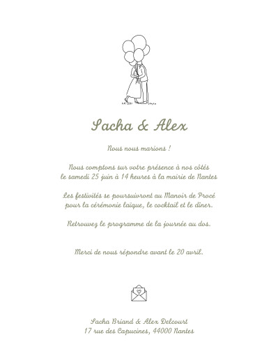 Faire-part mariage Avec programme 