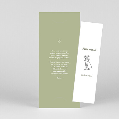 Carte de remerciement mariage moderne votre mariage en pictos (marque-page) vert Carte de remerciement mariage moderne votre mariage en pictos (marque-page) vert