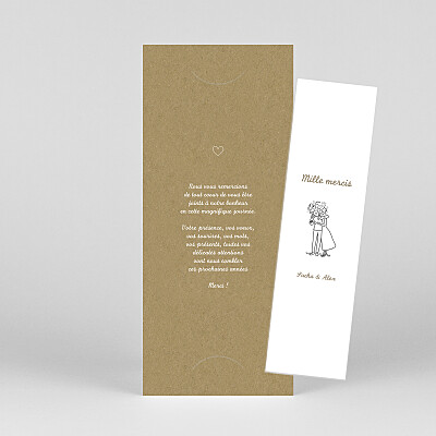 Carte de remerciement mariage marron votre mariage en pictos (marque-page) kraft Carte de remerciement mariage marron votre mariage en pictos (marque-page) kraft