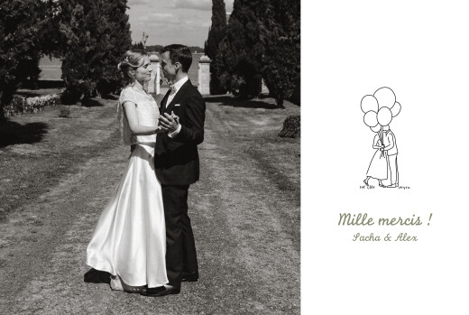 Carte de remerciement mariage Votre mariage en pictos blanc - Recto