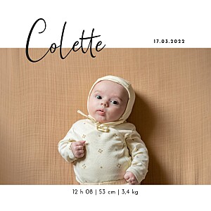 Faire-part de naissance avec photo candeur vert Faire-part de naissance avec photo candeur vert
