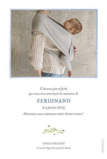 Faire-part de naissance Renard aquarelle photo RV bleu - Verso Faire-part de naissance Renard aquarelle photo RV bleu - Verso