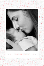Faire-part de naissance Liberty étoiles photo portrait rose