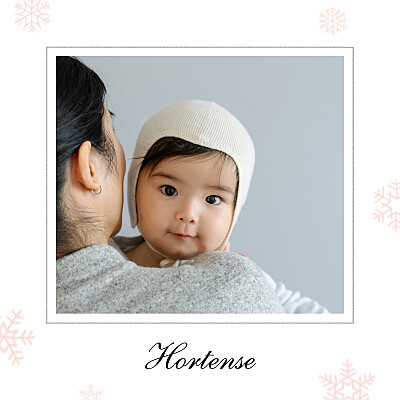 Faire-part de naissance Premiers flocons rose clair finition Faire-part de naissance Premiers flocons rose clair finition