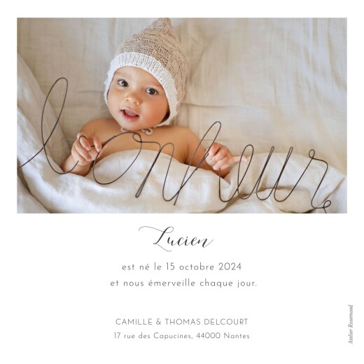 Faire-part de naissance Feuille d'or blanc - Verso Faire-part de naissance Feuille d'or blanc - Verso
