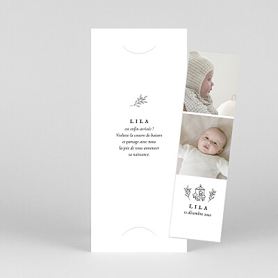 Faire-part de naissance jouets petite gravure (marque-page) blanc Faire-part de naissance jouets petite gravure (marque-page) blanc