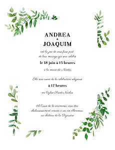 Faire-part de mariage classique sous la pergola (portrait) vert Faire-part de mariage classique sous la pergola (portrait) vert