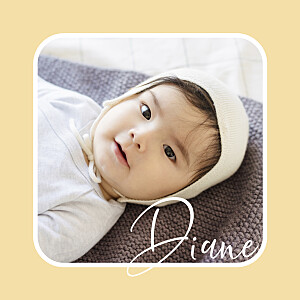 Faire-part de naissance photos pastille (petit format) jaune Faire-part de naissance photos pastille (petit format) jaune