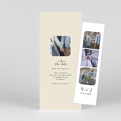 Save the date classique tendre innocence (marque-page) beige Save the date classique tendre innocence (marque-page) beige