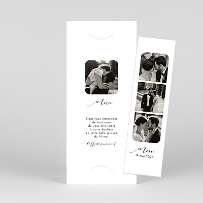 Carte de remerciement mariage beige tendre innocence (marque-page) blanc Carte de remerciement mariage beige tendre innocence (marque-page) blanc