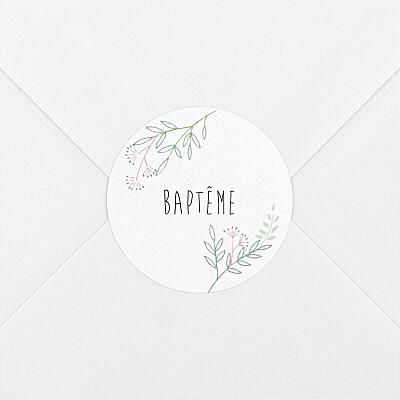 Stickers pour enveloppes baptême ronde des prés rose Stickers pour enveloppes baptême ronde des prés rose