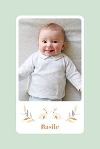Faire-part de naissance animaux liberty lapin (portrait) aqua Faire-part de naissance animaux liberty lapin (portrait) aqua