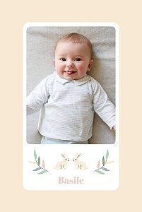 Faire-part de naissance beige liberty lapin (portrait) beige Faire-part de naissance beige liberty lapin (portrait) beige
