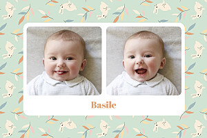 Faire-part de naissance original liberty lapin (paysage) aqua Faire-part de naissance original liberty lapin (paysage) aqua