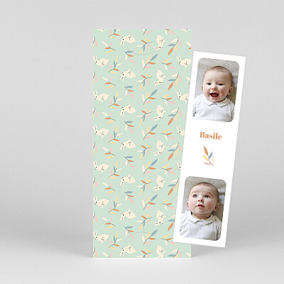 Faire-part de naissance liberty lapin (marque-page) aqua Faire-part de naissance liberty lapin (marque-page) aqua