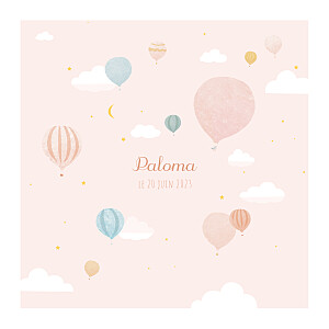 Faire-part de naissance petites montgolfières rose Faire-part de naissance petites montgolfières rose