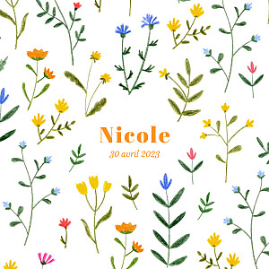 Faire-part de naissance mixte fleurs sauvages (triptyque) blanc Faire-part de naissance mixte fleurs sauvages (triptyque) blanc