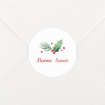 Stickers pour enveloppes vœux houx d'hiver Stickers pour enveloppes vœux houx d'hiver