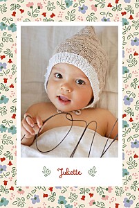 Faire-part de naissance mixte mon premier liberty (portrait) rouge Faire-part de naissance mixte mon premier liberty (portrait) rouge