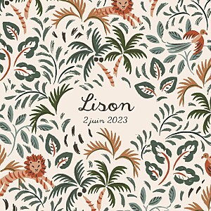 Faire-part de naissance mixte petite jungle (triptyque) vert Faire-part de naissance mixte petite jungle (triptyque) vert