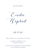 Faire-part de mariage Ronde des prés simple bleu Faire-part de mariage Ronde des prés simple bleu
