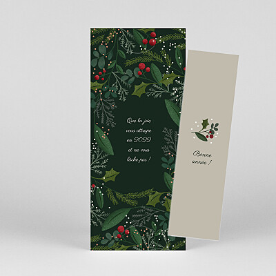 Carte de voeux vert baies d'hiver (marque page) vert Carte de voeux vert baies d'hiver (marque page) vert
