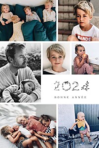 Carte de voeux blanc petite gravure multiphoto (portrait) blanc Carte de voeux blanc petite gravure multiphoto (portrait) blanc