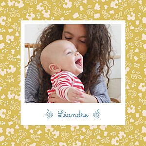 Faire-part de naissance jaune mon petit liberty jaune Faire-part de naissance jaune mon petit liberty jaune