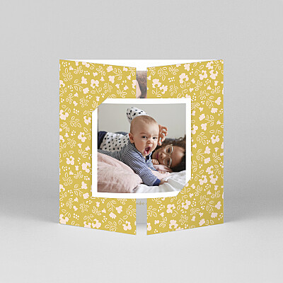 Faire-part de naissance jaune mon petit liberty (fenêtre) jaune Faire-part de naissance jaune mon petit liberty (fenêtre) jaune