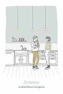 Faire-part de naissance tendance instant en famille blanc Faire-part de naissance tendance instant en famille blanc