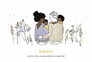 Faire-part de naissance fleur instant champêtre (paysage) blanc Faire-part de naissance fleur instant champêtre (paysage) blanc