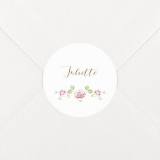 Stickers pour enveloppes baptême Couronne de roses blanc