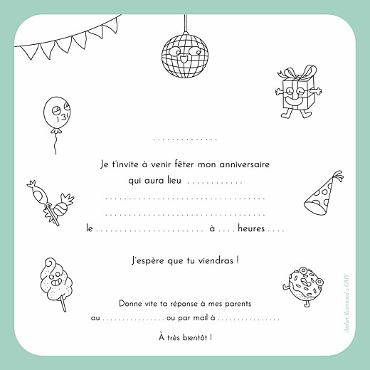 Carte Invitation Anniversaire Enfant Ballon Dessin gratuit à imprimer  (carte 2680)