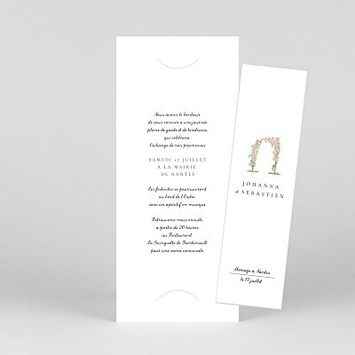 Faire-part de mariage classique notre mariage illustré (marque page) blanc Faire-part de mariage classique notre mariage illustré (marque page) blanc
