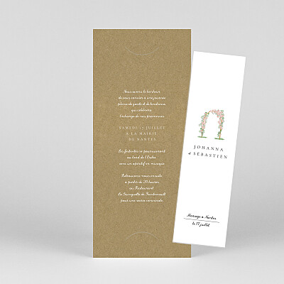 Faire-part de mariage beige notre mariage illustré (marque page) kraft Faire-part de mariage beige notre mariage illustré (marque page) kraft