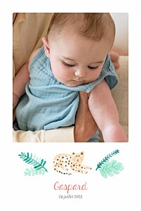 Faire-part de naissance original petite tropique (4 pages) blanc Faire-part de naissance original petite tropique (4 pages) blanc