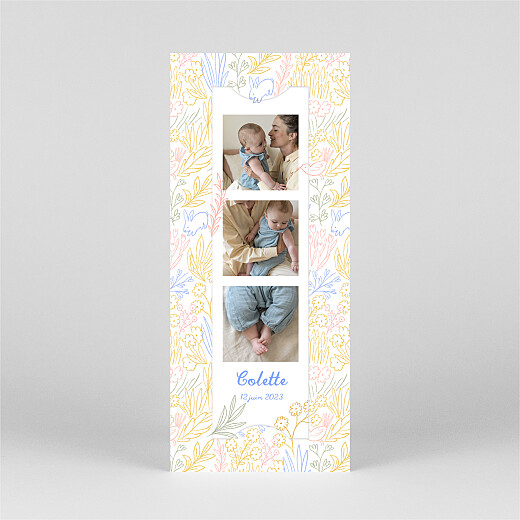 Faire-part de naissance Dans mon jardin (marque-page) multicolore - Vue 2 Faire-part de naissance Dans mon jardin (marque-page) multicolore - Vue 2