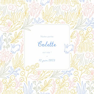 Faire-part de naissance original dans mon jardin (4 pages) jaune Faire-part de naissance original dans mon jardin (4 pages) jaune