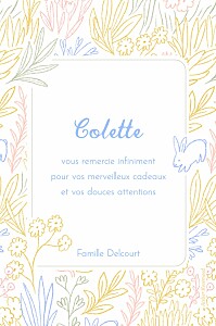 Carte de remerciement nature dans mon jardin multicolore Carte de remerciement nature dans mon jardin multicolore