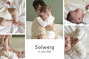 Faire-part de naissance photos premiers souvenirs (paysage) 5 photos blanc Faire-part de naissance photos premiers souvenirs (paysage) 5 photos blanc