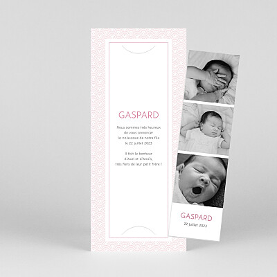 Faire-part de naissance rose pattern (marque-page) rose Faire-part de naissance rose pattern (marque-page) rose