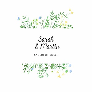 Faire-part de mariage cadre fleuri (4 pages) blanc Faire-part de mariage cadre fleuri (4 pages) blanc