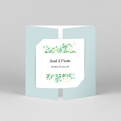 Faire-part de mariage cadre fleuri (fenêtre) blanc Faire-part de mariage cadre fleuri (fenêtre) blanc