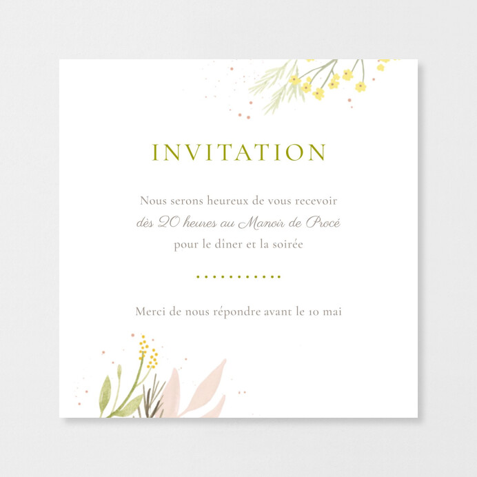 Carton d'invitation mariage Gaieté