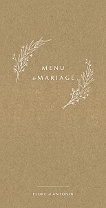 Menu de mariage délicats feuillages kraft Menu de mariage délicats feuillages kraft